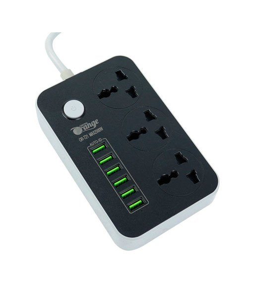 Orange OR-T21 3 Way Electricity Adapter 2M With 6 USB 1