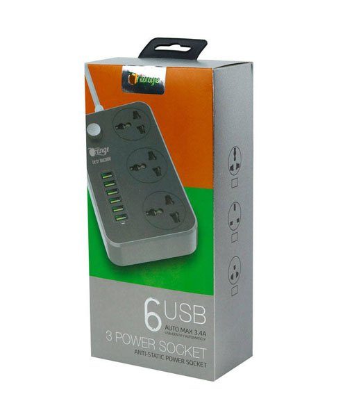 Orange OR-T21 3 Way Electricity Adapter 2M With 6 USB 2